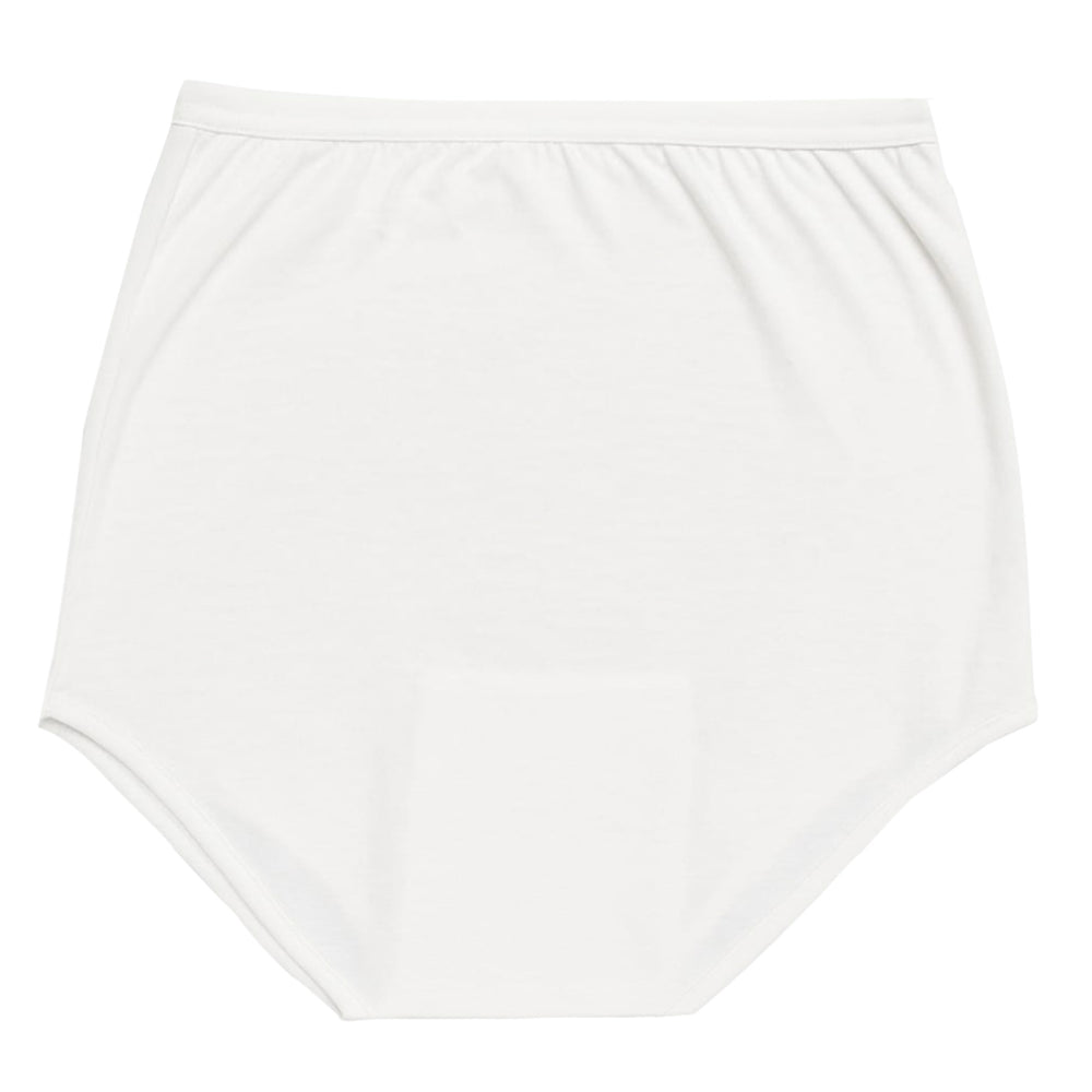 White SPC unisex reusable cotton underwear with white trim on a white background