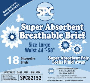 spc super absorbent breathable adult briefs size large 4 packs of 18 disposable diapers