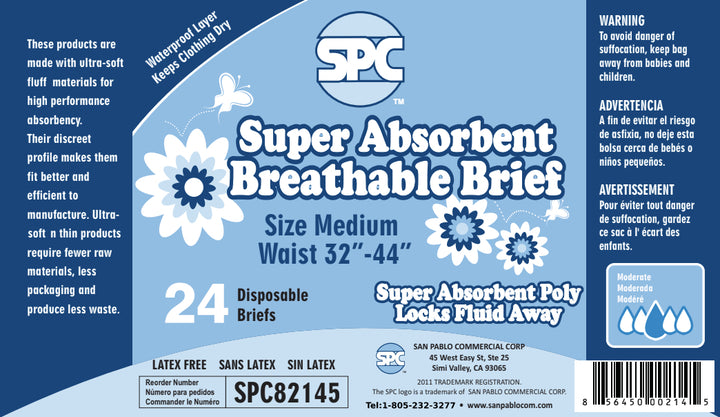 spc super absorbent breathable briefs size medium 96 disposable brief diapers