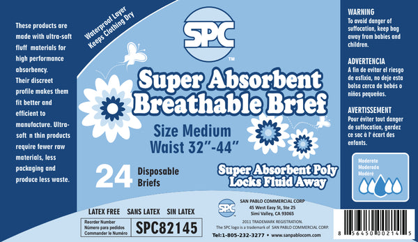 spc super absorbent breathable briefs size medium 96 disposable brief diapers