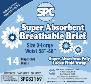 spc super absorbent breathable adult briefs size x-large 4 packs of 14 disposable diapers