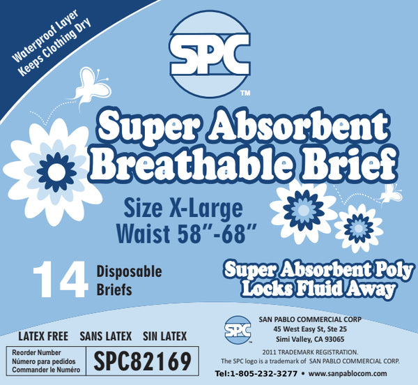 spc super absorbent breathable adult briefs size x-large 4 packs of 14 disposable diapers