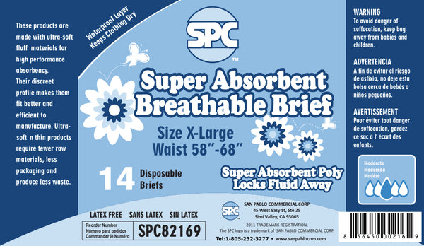 spc super absorbent breathable adult briefs size x-large 56 count disposable diapers 4 packs of 14
