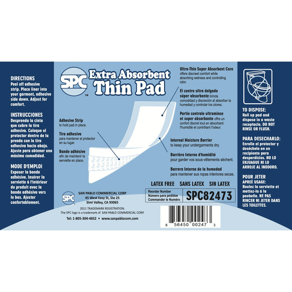 SPC Extra Absorbent Thin Pads with Adhesive Strip and Moisture Barrier
