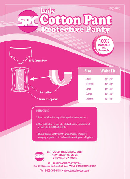 SPC reusable washable cotton protective underwear panty for women