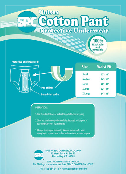 SPC unisex protective cotton reusable underwear