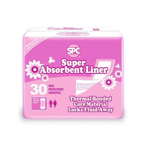 SPC Super Absorbent Incontinence Liners Bulk, 6 Packs of 30 (180 Liners)